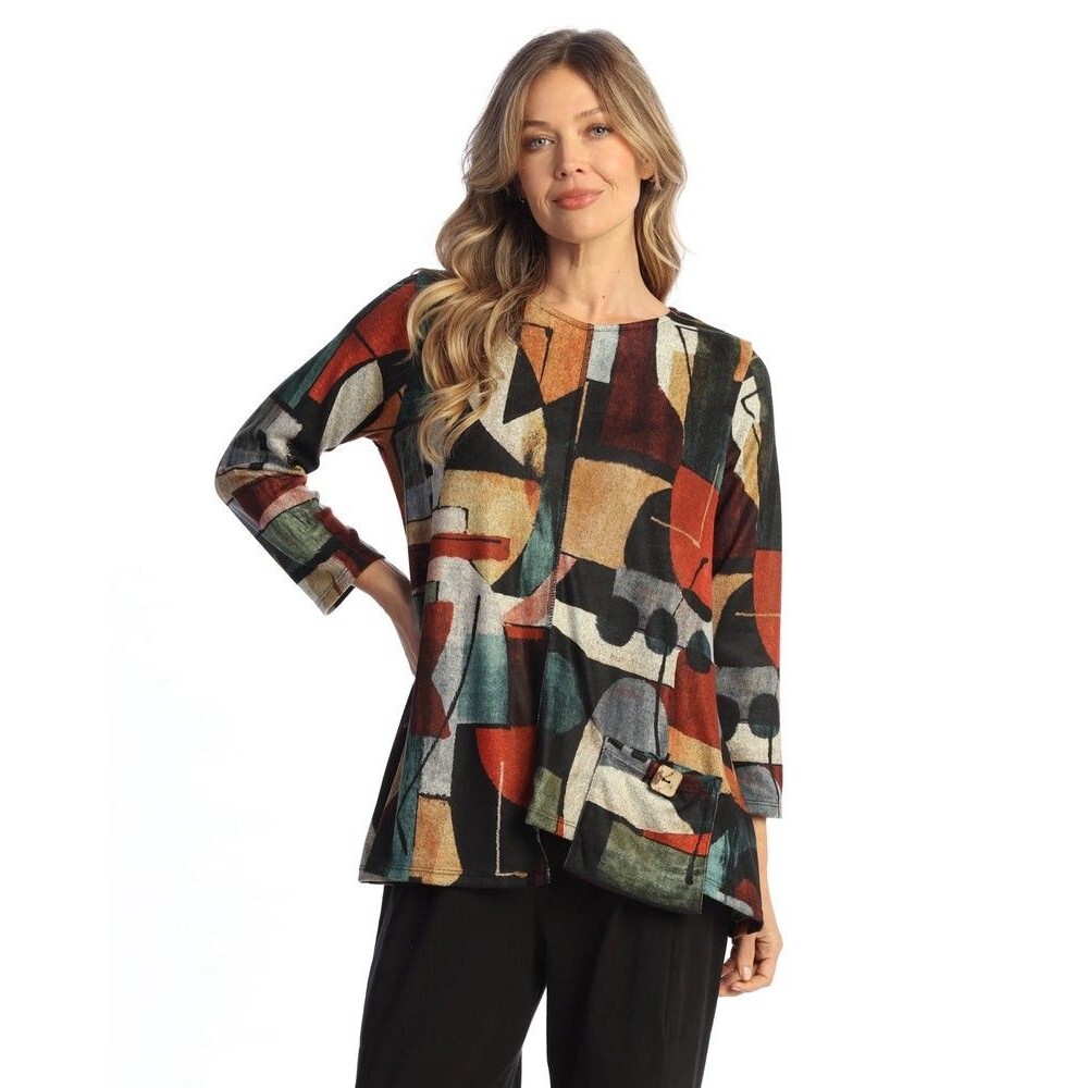 Jess & Jane Brushed Knit Tunic long sleeve blouse top women’s small asymmetrical